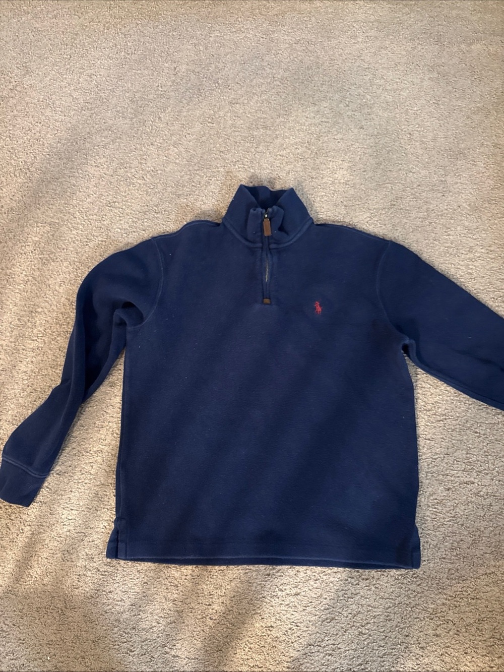 Ralph Lauren Navy Quarter-Zip Fleece Sweater